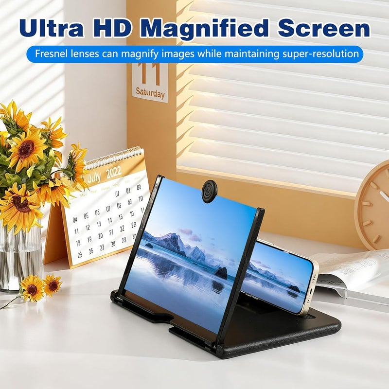 BSonata Screen Magnifier Version,3D HD Mobile Phone Magnifier Projector Screen Enlarger for Movies, Videos, and Gaming,Foldable Cell Phone Stand with Screen Amplifier,Supports All Smartphones (Black, 12inch) - Image 2